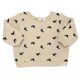 oh baby! Brooklyn Boxy Sweatshirt -Hockey Skate Print - Oat