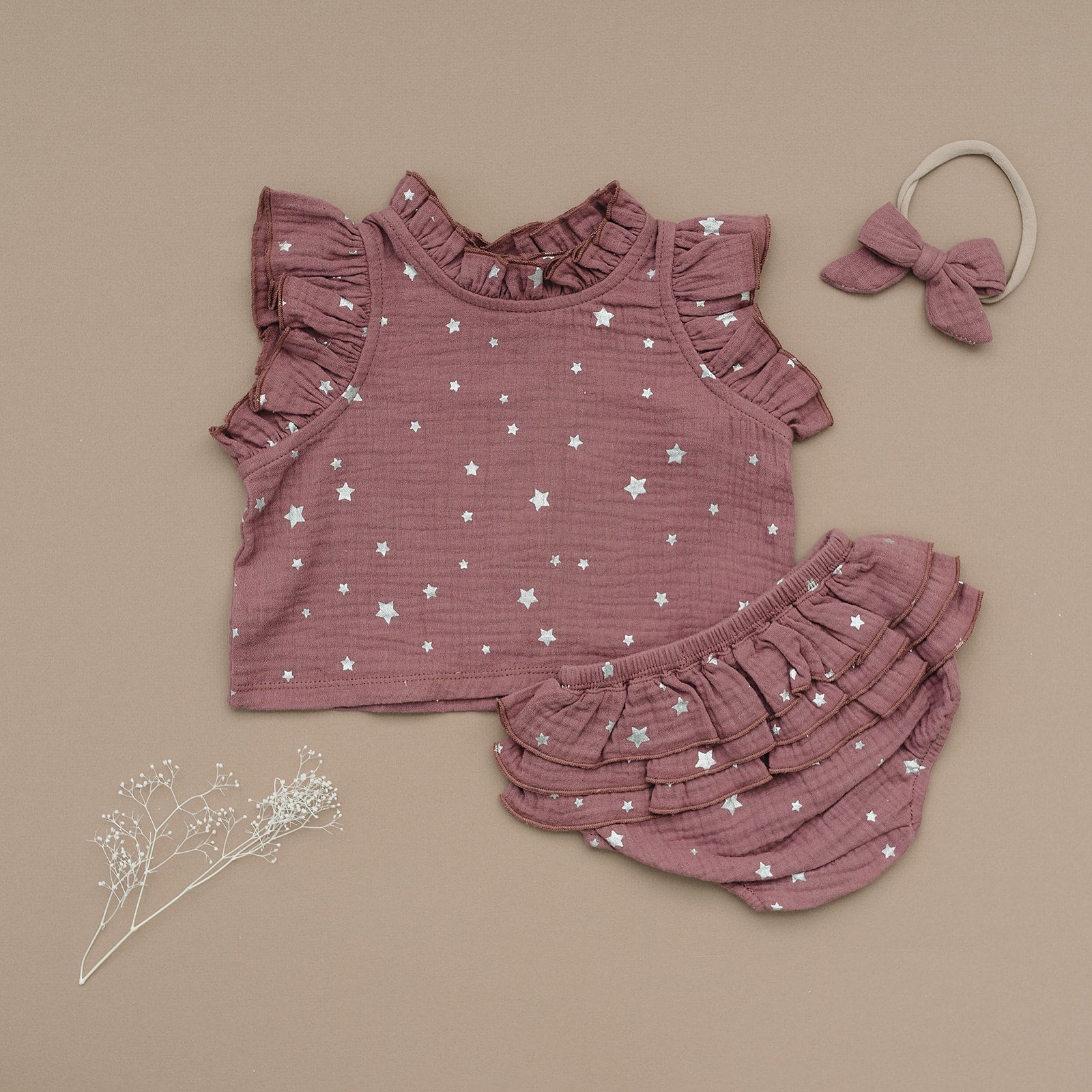 oh baby! Lola Top and Tushie Set - Silver Mini Stars - Thistle