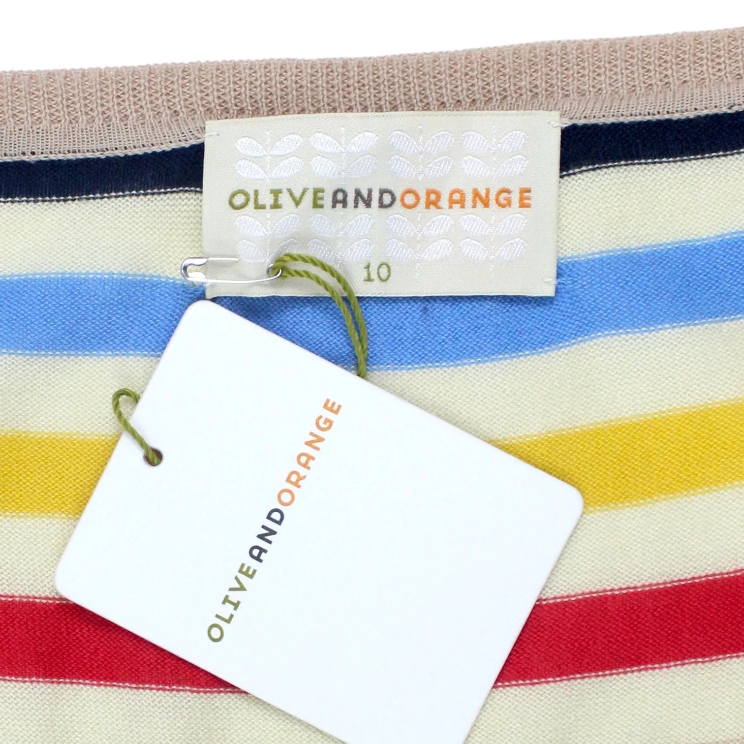 Olive & Orange Cream Striped Cardigan