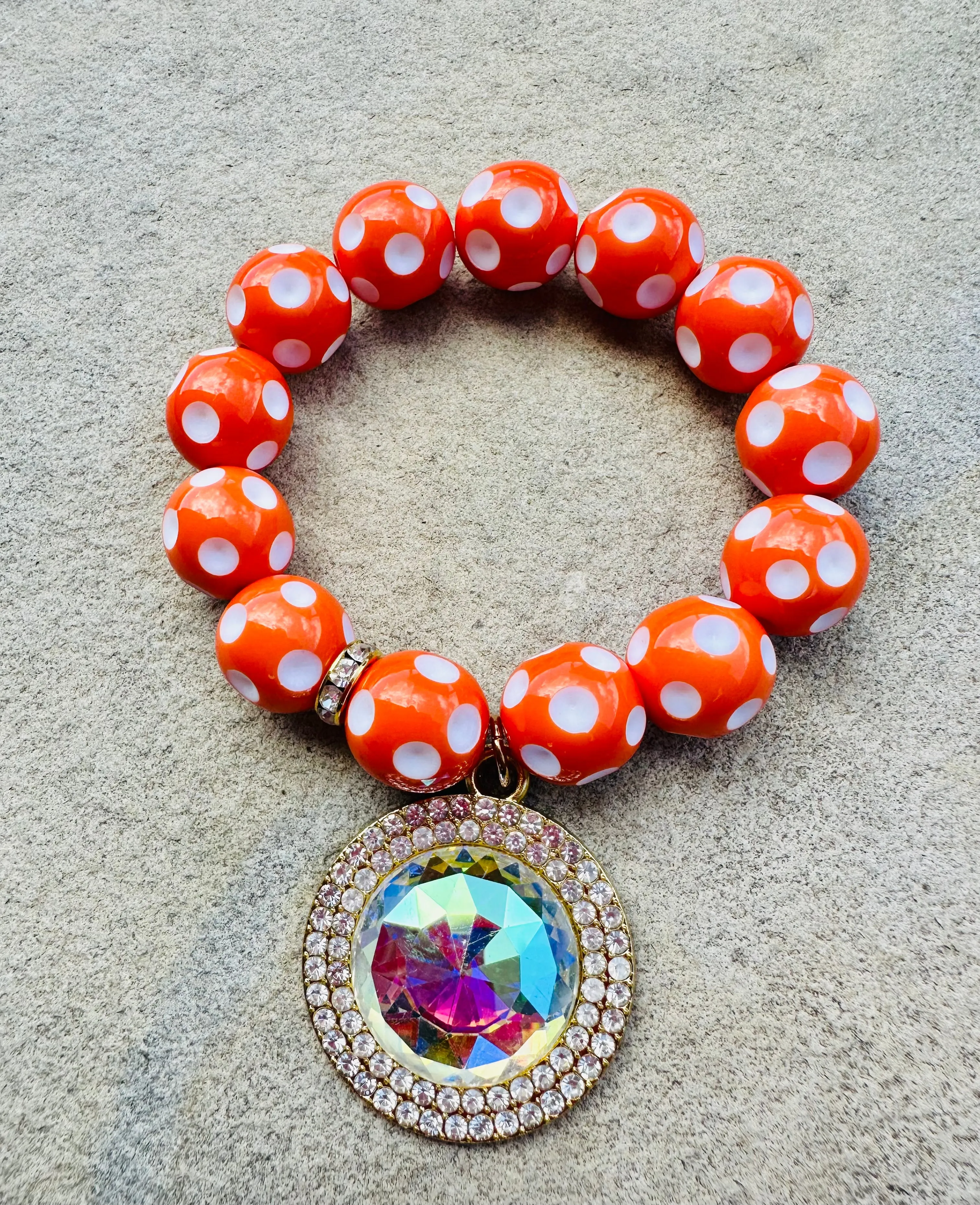 Orange Polka Dot Stretch Bracelet