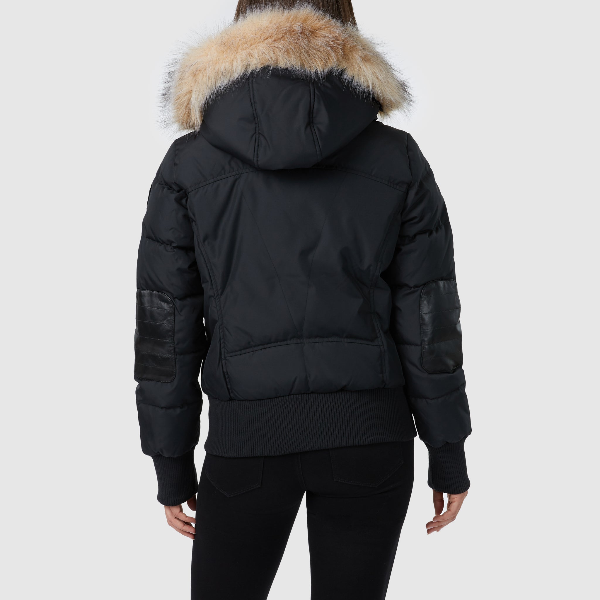 Pajar Women's Rachel Bomber With Fur Trim Hood - BLACK