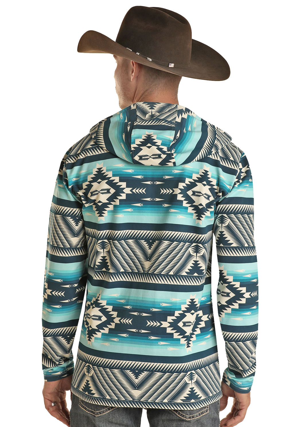 Panhandle Slim Powder River Turquoise Aztec Hoodie