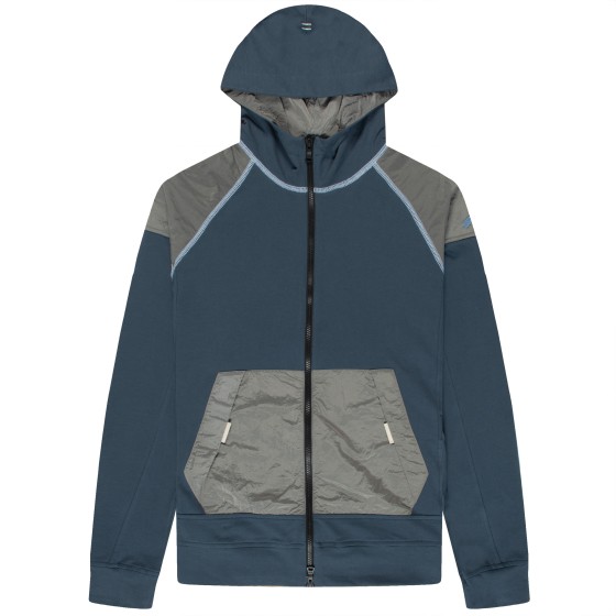 Paul & Shark Nylon patched Hoodie Petrol Blue