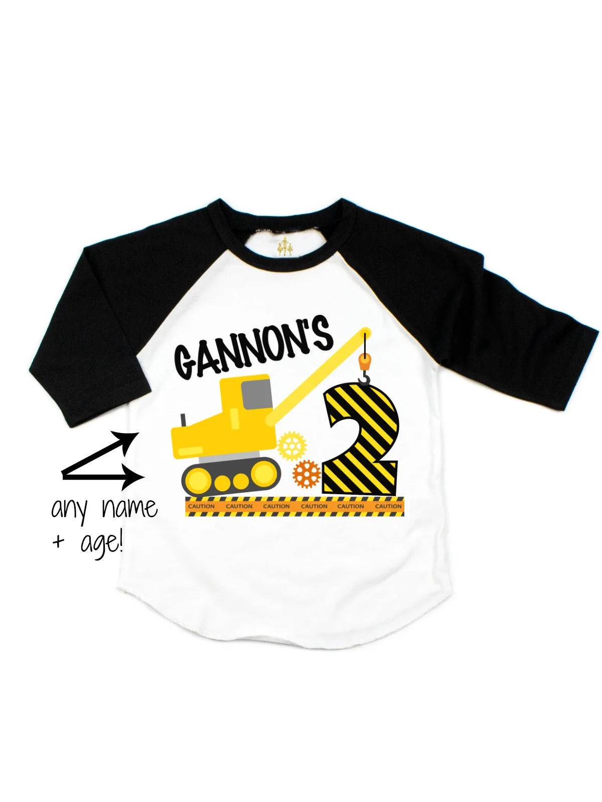 Personalized Construction Birthday Raglan T-Shirt