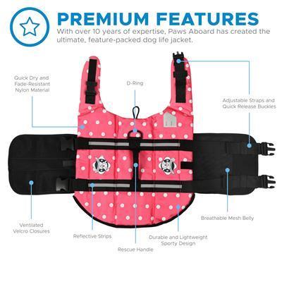 Pink Polka Dot Nylon Designer Dog Life Vest