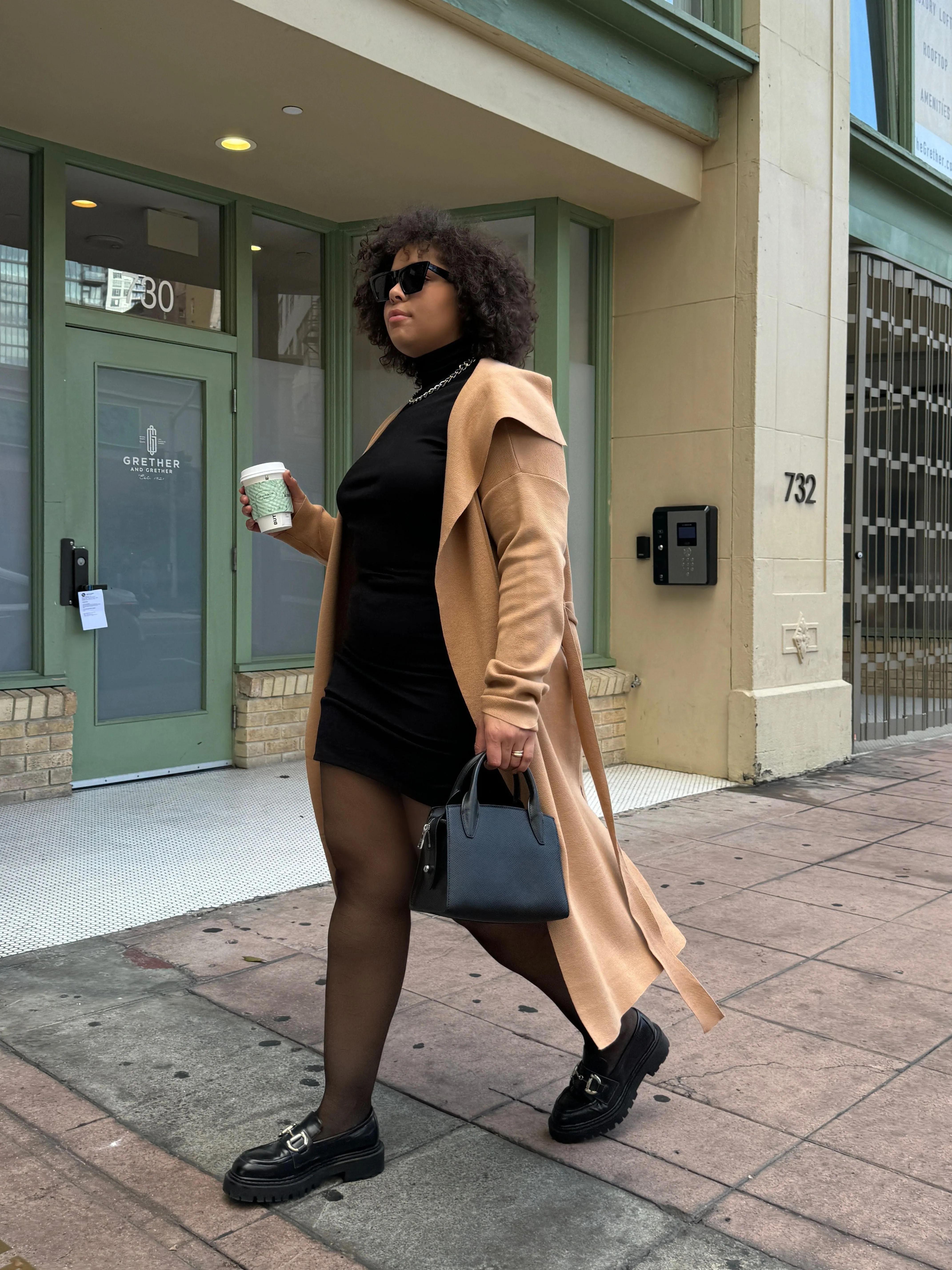 Plus Size Open Front Overcoat