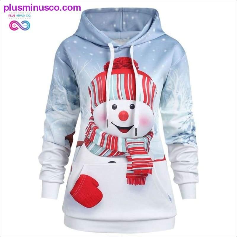 Plus Size Women Hoodie Sweatshirt Women Christmas Pocket