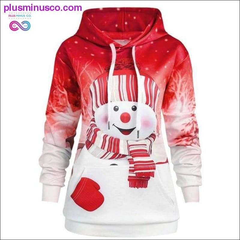 Plus Size Women Hoodie Sweatshirt Women Christmas Pocket