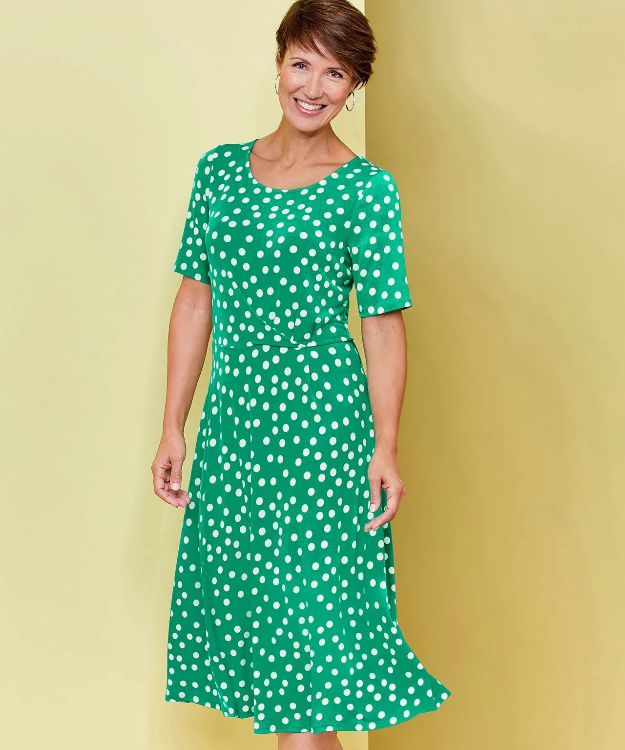 Polka-dot Print Flared Dress