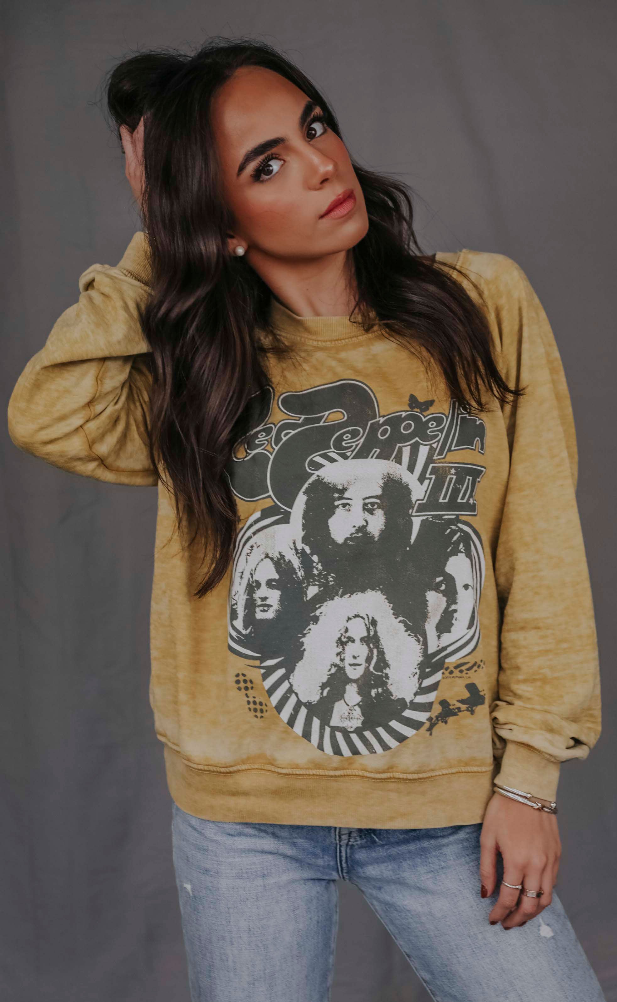 recycled karma: led zepplin three long sleeve burnout sweatshirt