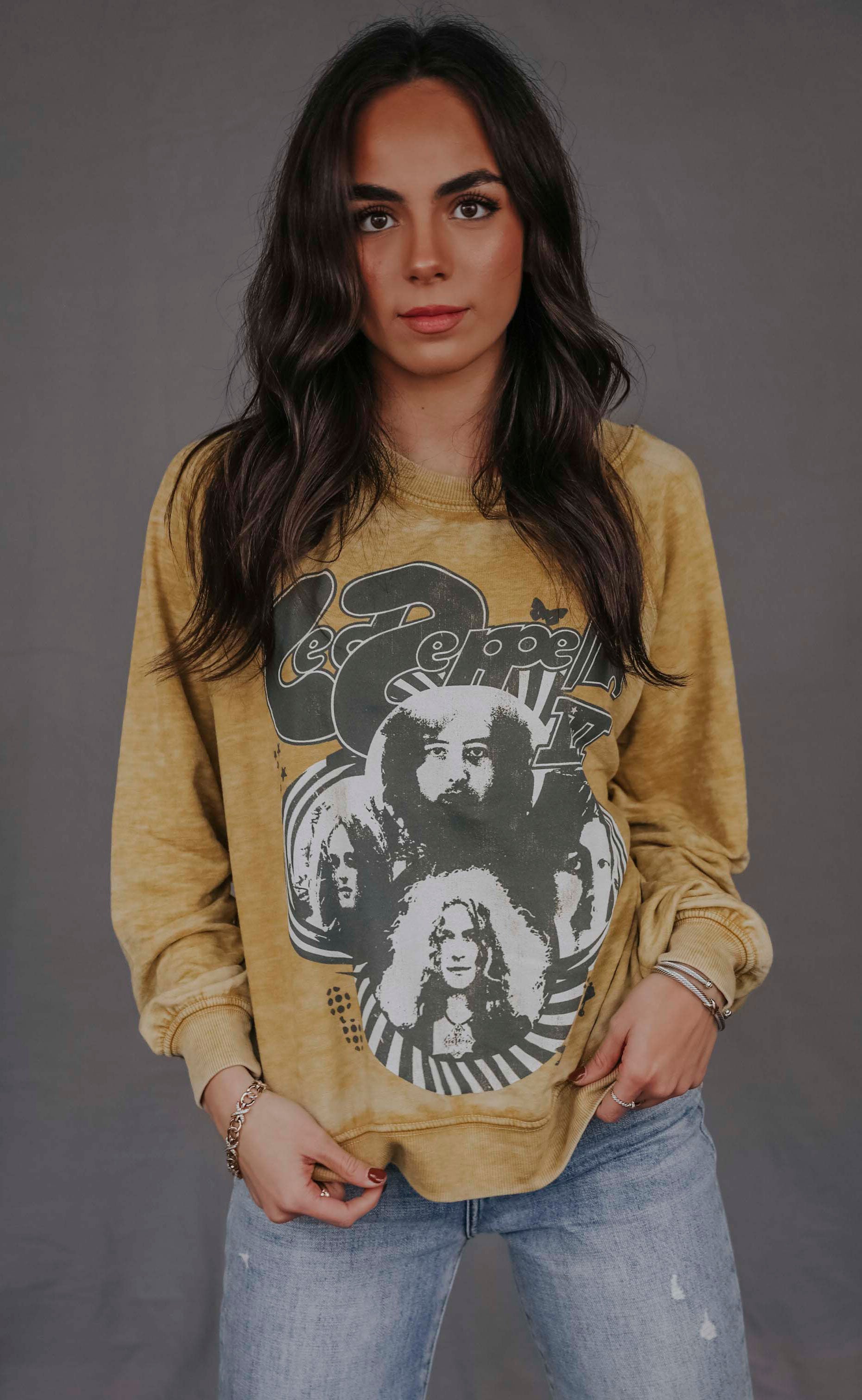 recycled karma: led zepplin three long sleeve burnout sweatshirt