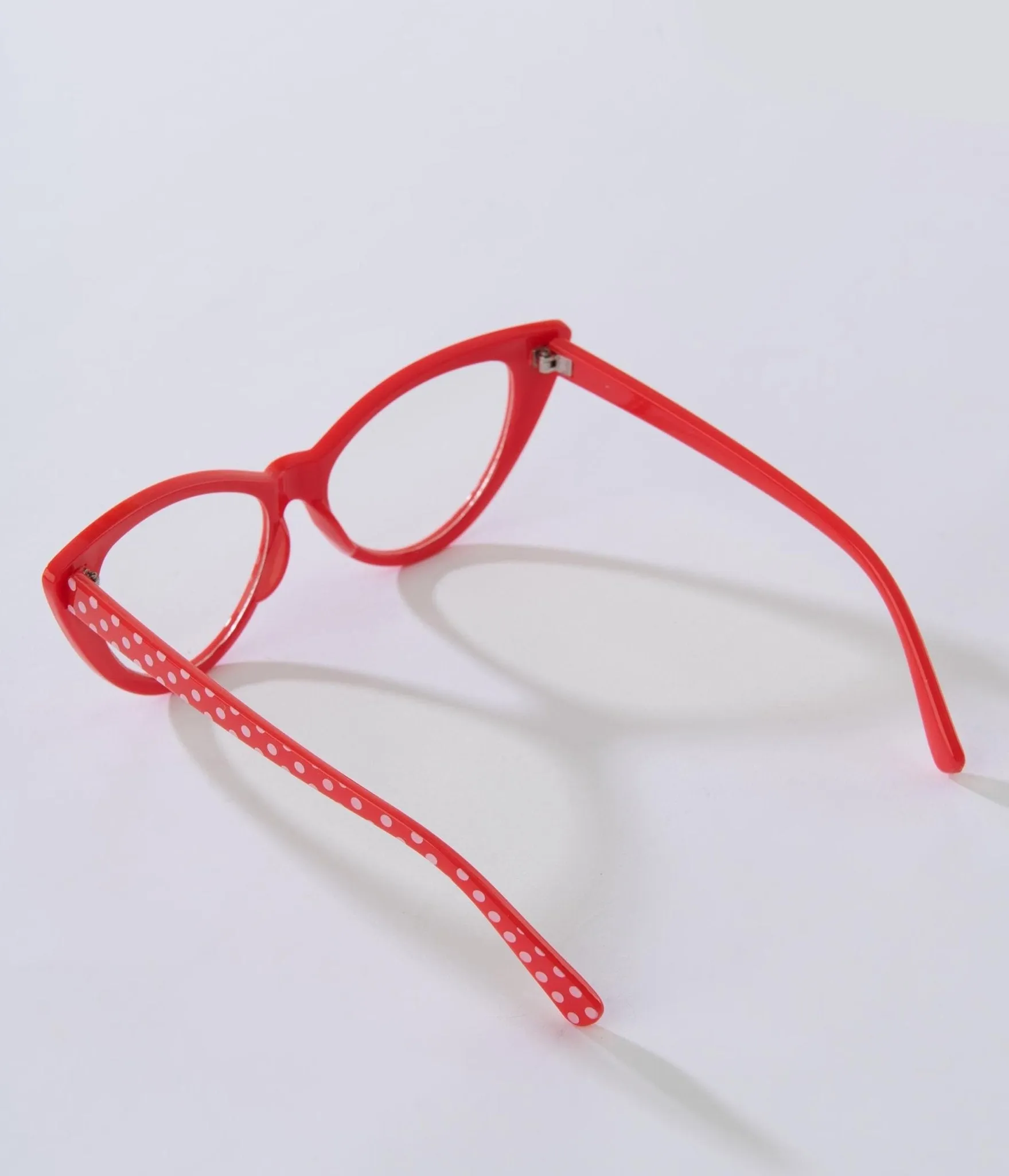 Red & White Polka Dot Cat Eye Glasses