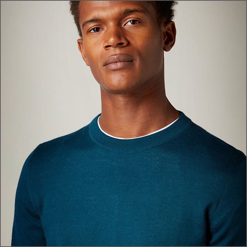 Remus Uomo Blue Tapered Fit Merino Wool-Blend Crew Neck Sweater>>