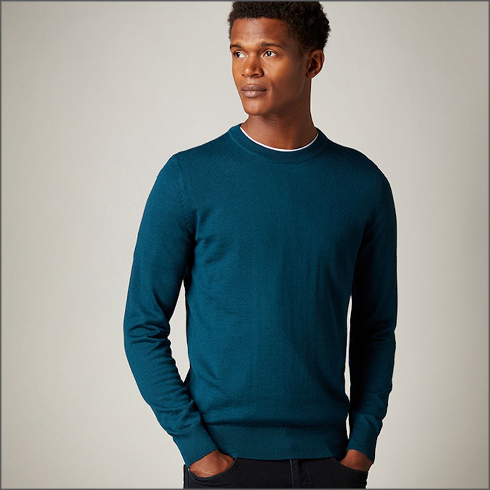 Remus Uomo Blue Tapered Fit Merino Wool-Blend Crew Neck Sweater>>