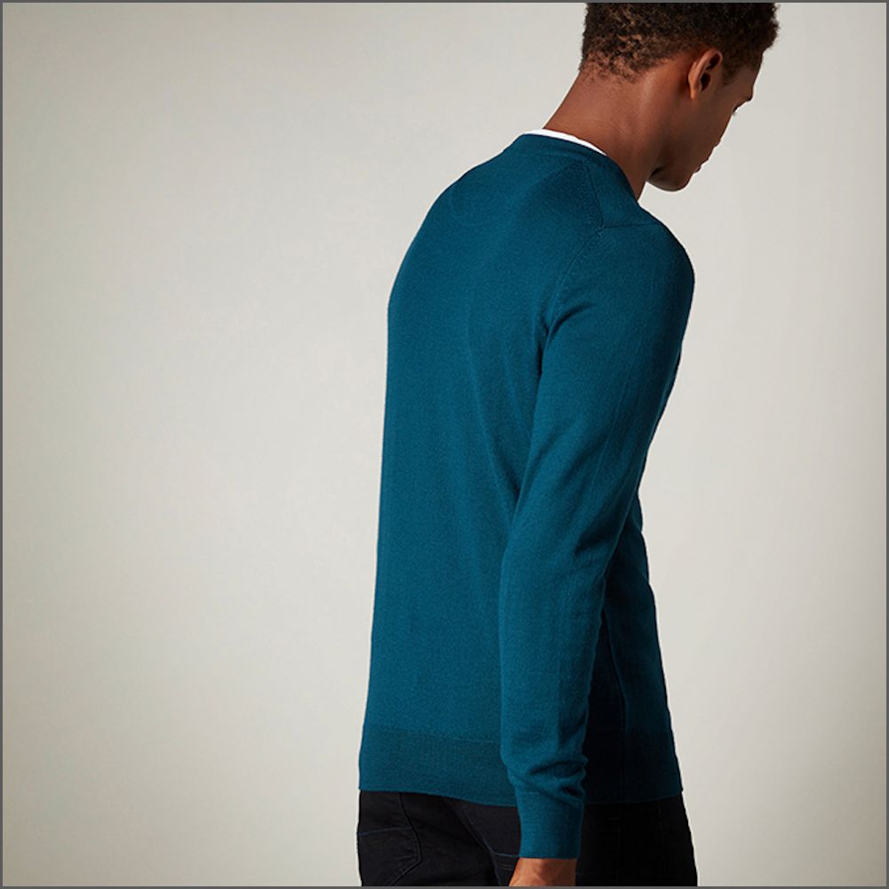 Remus Uomo Blue Tapered Fit Merino Wool-Blend Crew Neck Sweater>>