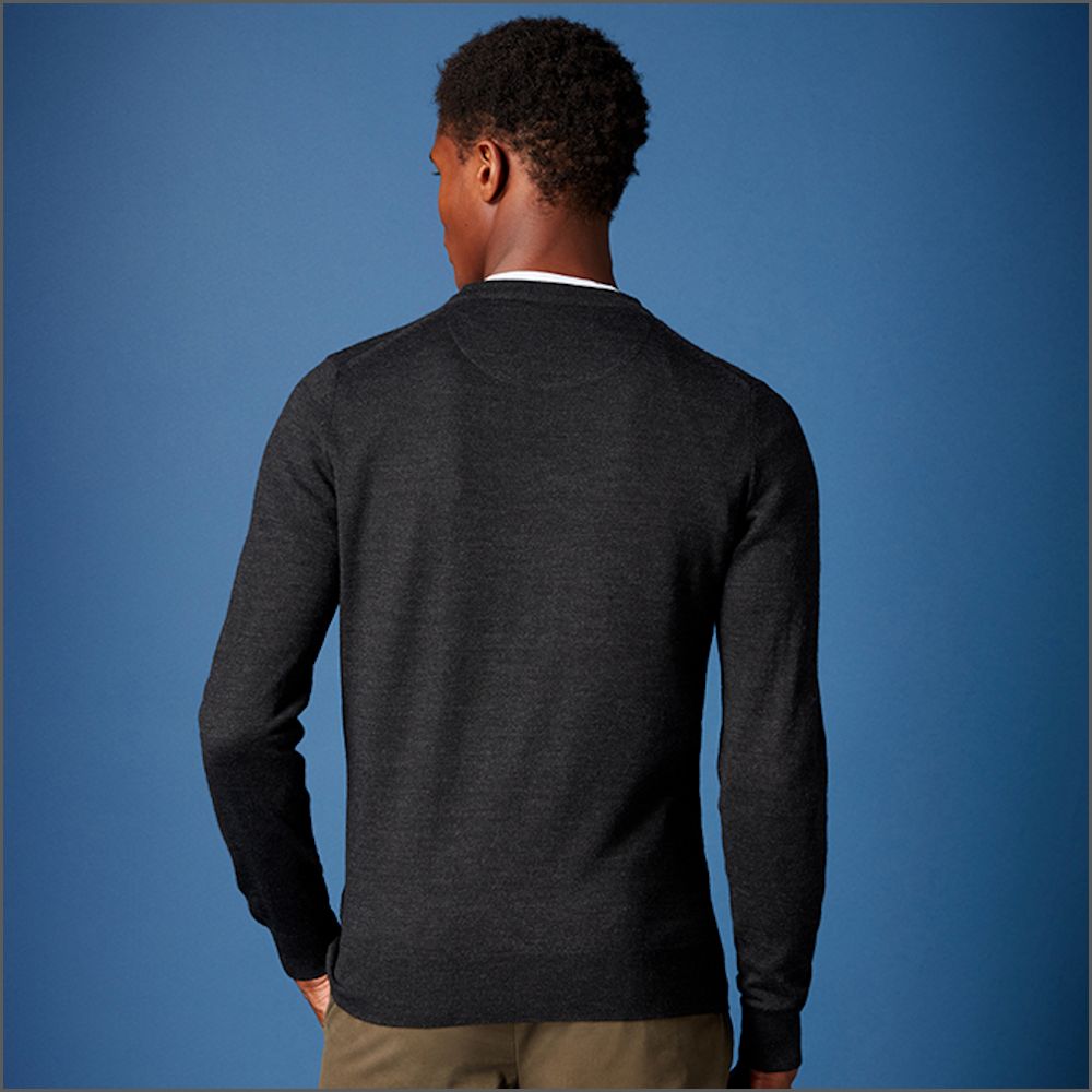 Remus Uomo Grey Tapered Fit Merino Wool-Blend Crew Neck Sweater>>