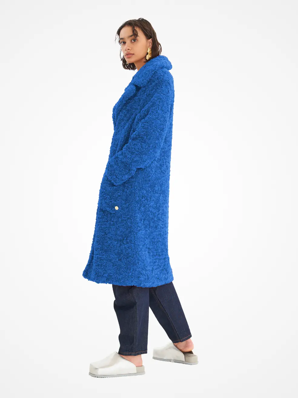 		Ruby  Lapis Faux Fur Coat	