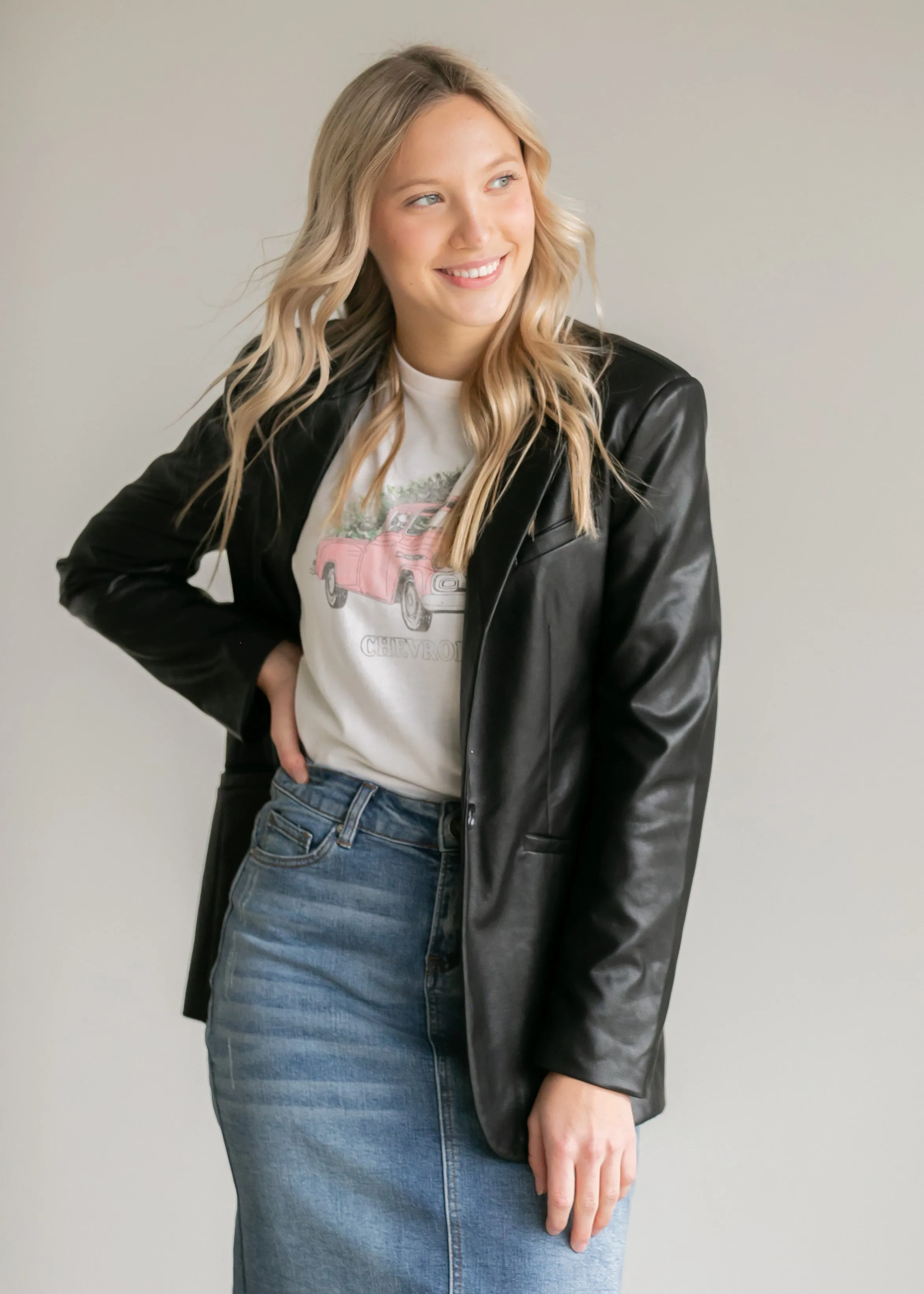 Sandelle Faux Leather Blazer - FINAL SALE