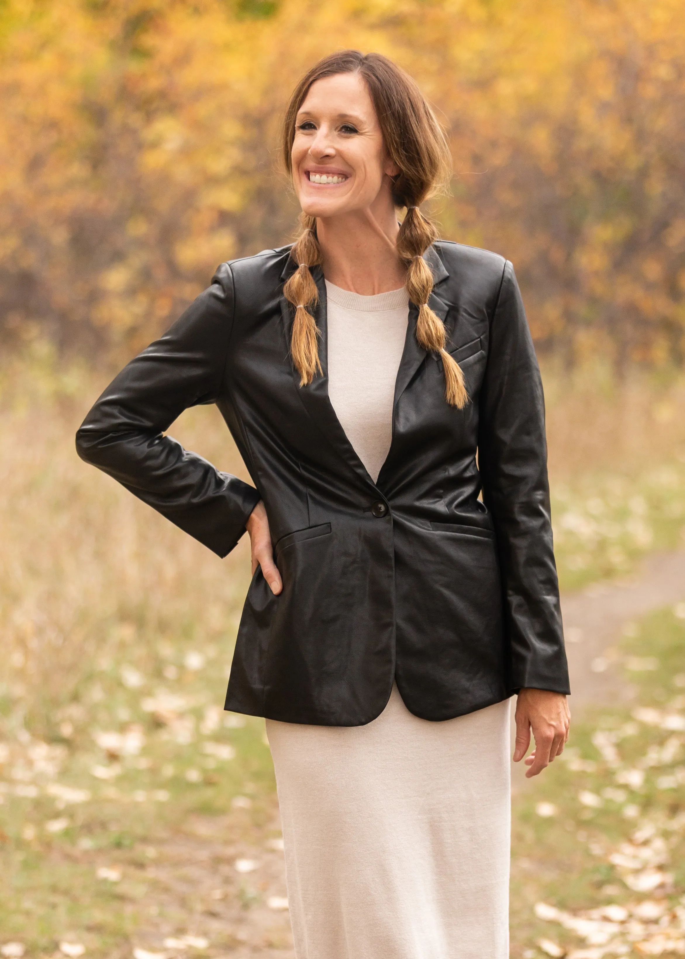 Sandelle Faux Leather Blazer - FINAL SALE