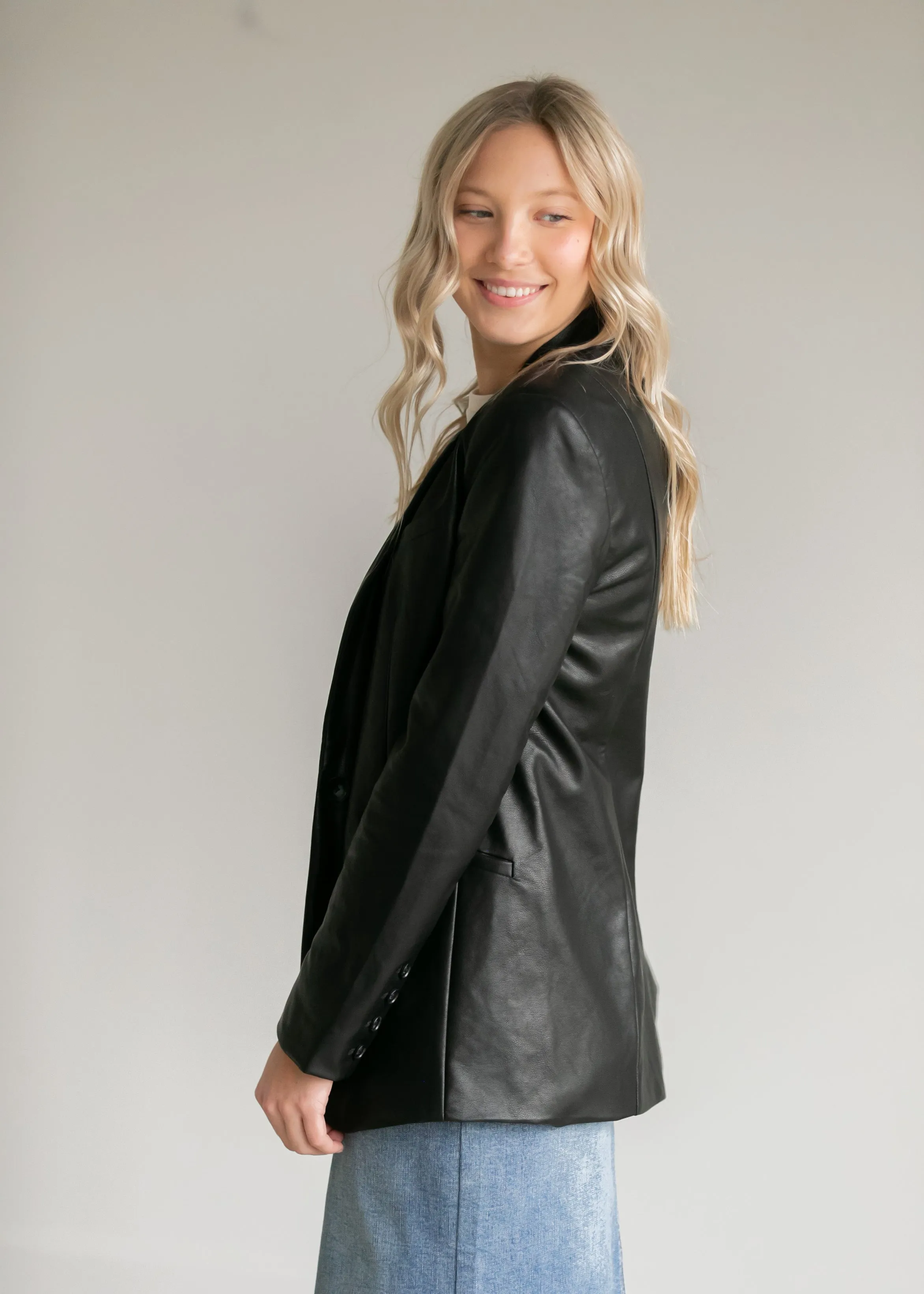 Sandelle Faux Leather Blazer - FINAL SALE