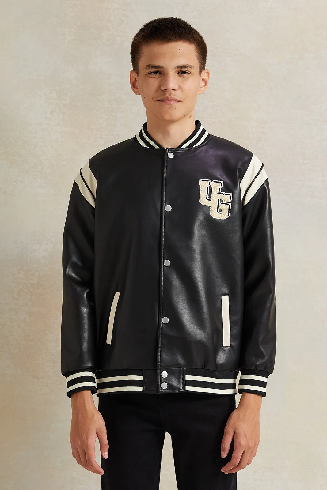 Senior Boys Black Zipthru Jacket