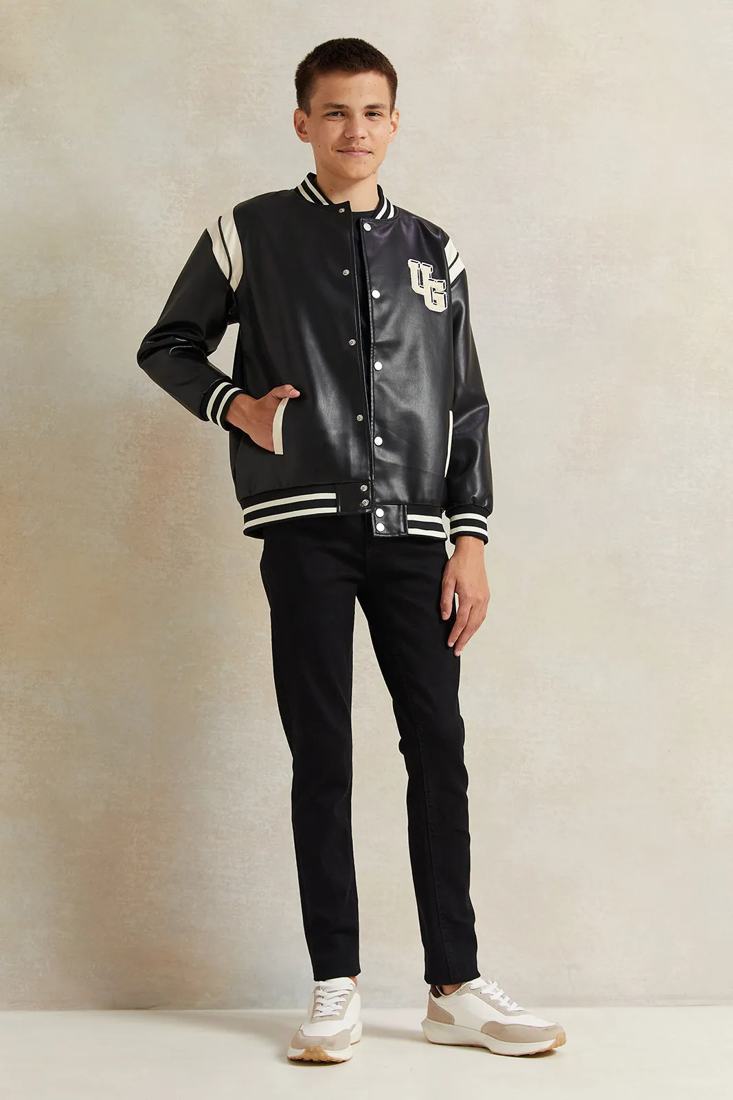 Senior Boys Black Zipthru Jacket