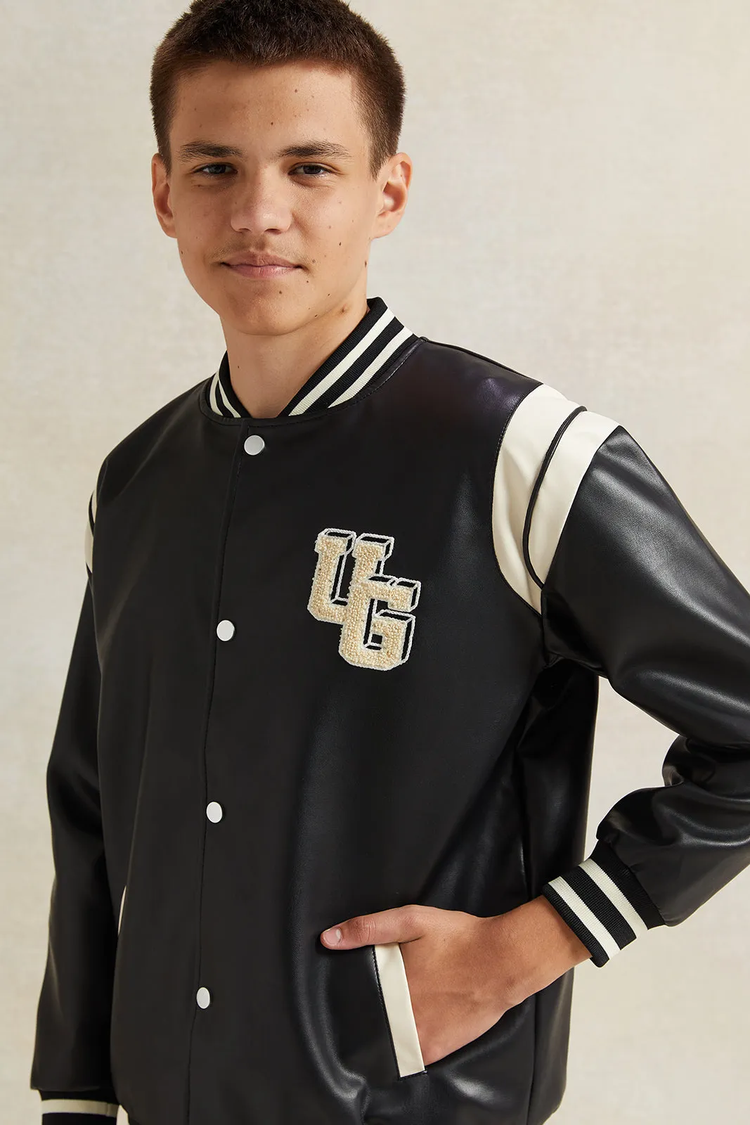 Senior Boys Black Zipthru Jacket