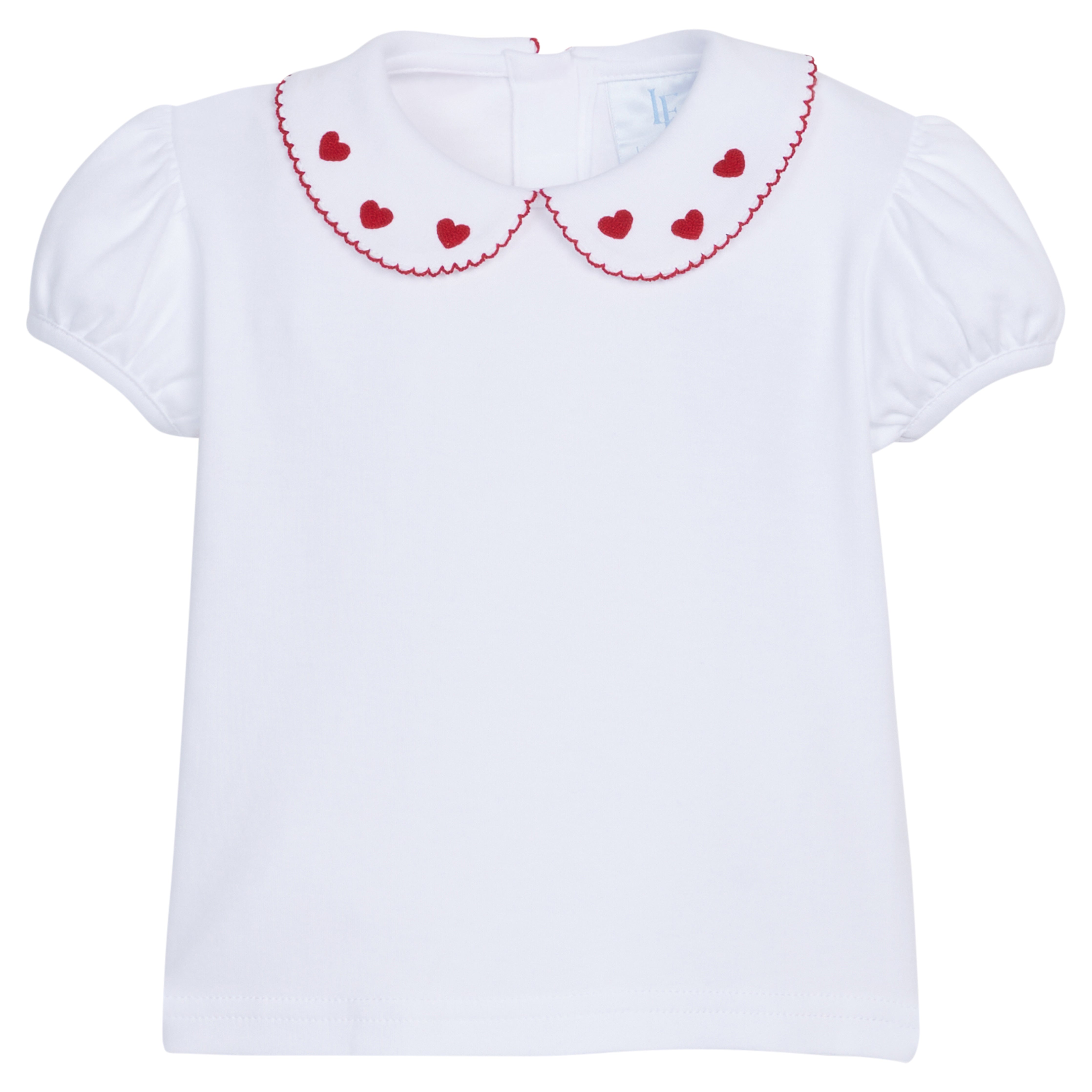 Short Sleeve Pinpoint Blouse - Hearts