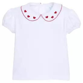 Short Sleeve Pinpoint Blouse - Hearts