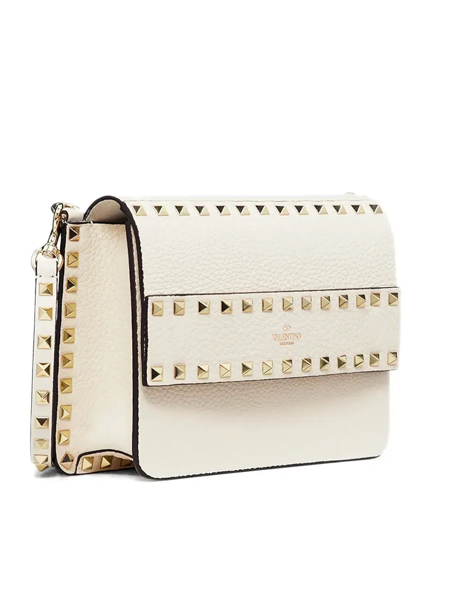 Small Rockstud Grainy Leather Crossbody Bag