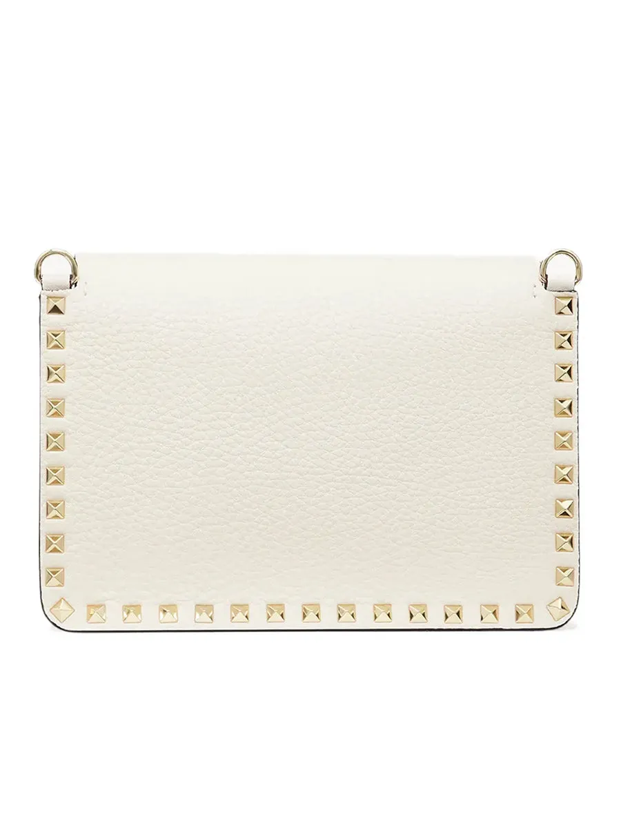 Small Rockstud Grainy Leather Crossbody Bag