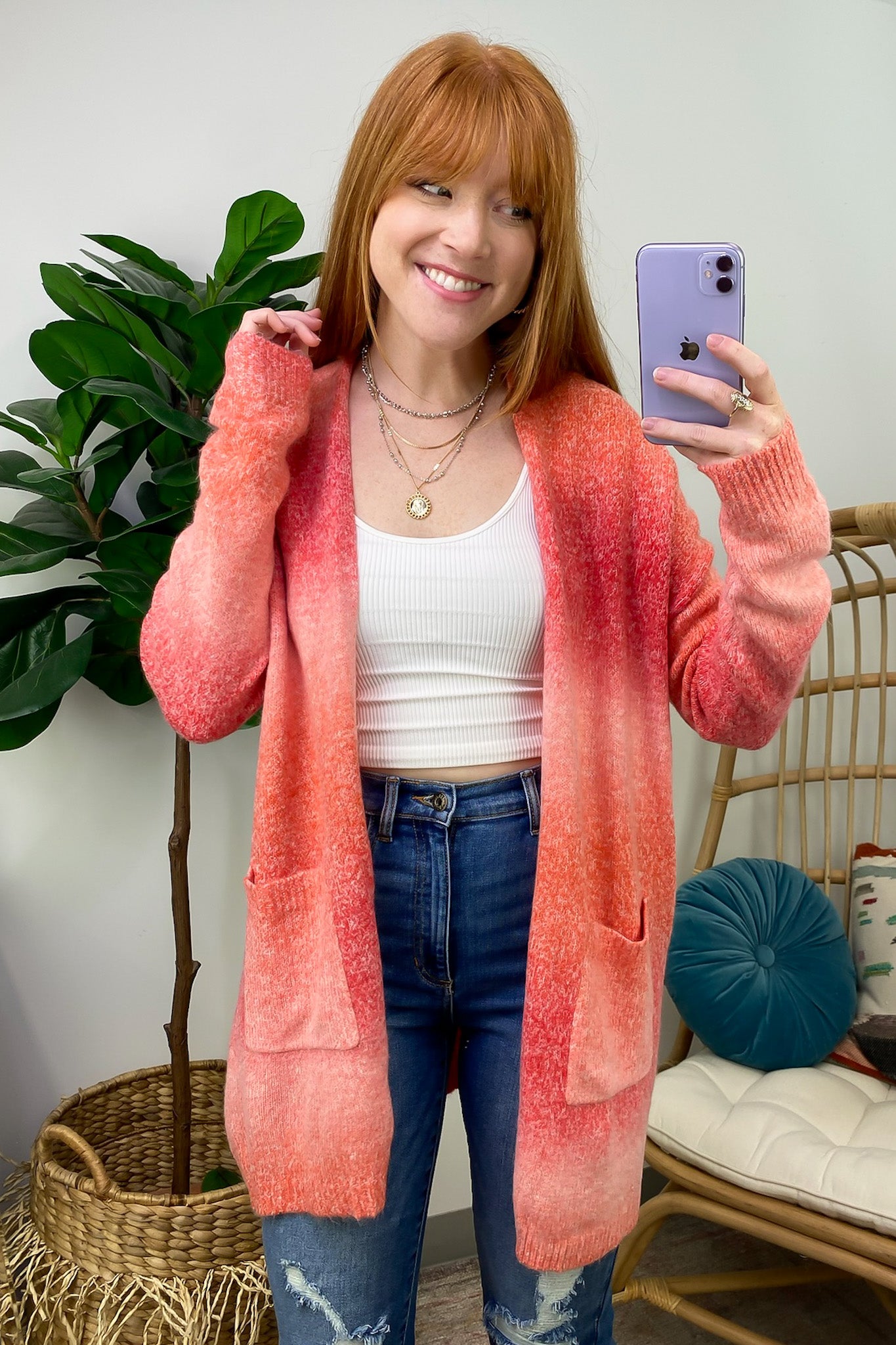 Snuggly Energy Ombre Longline Knit Cardigan - FINAL SALE