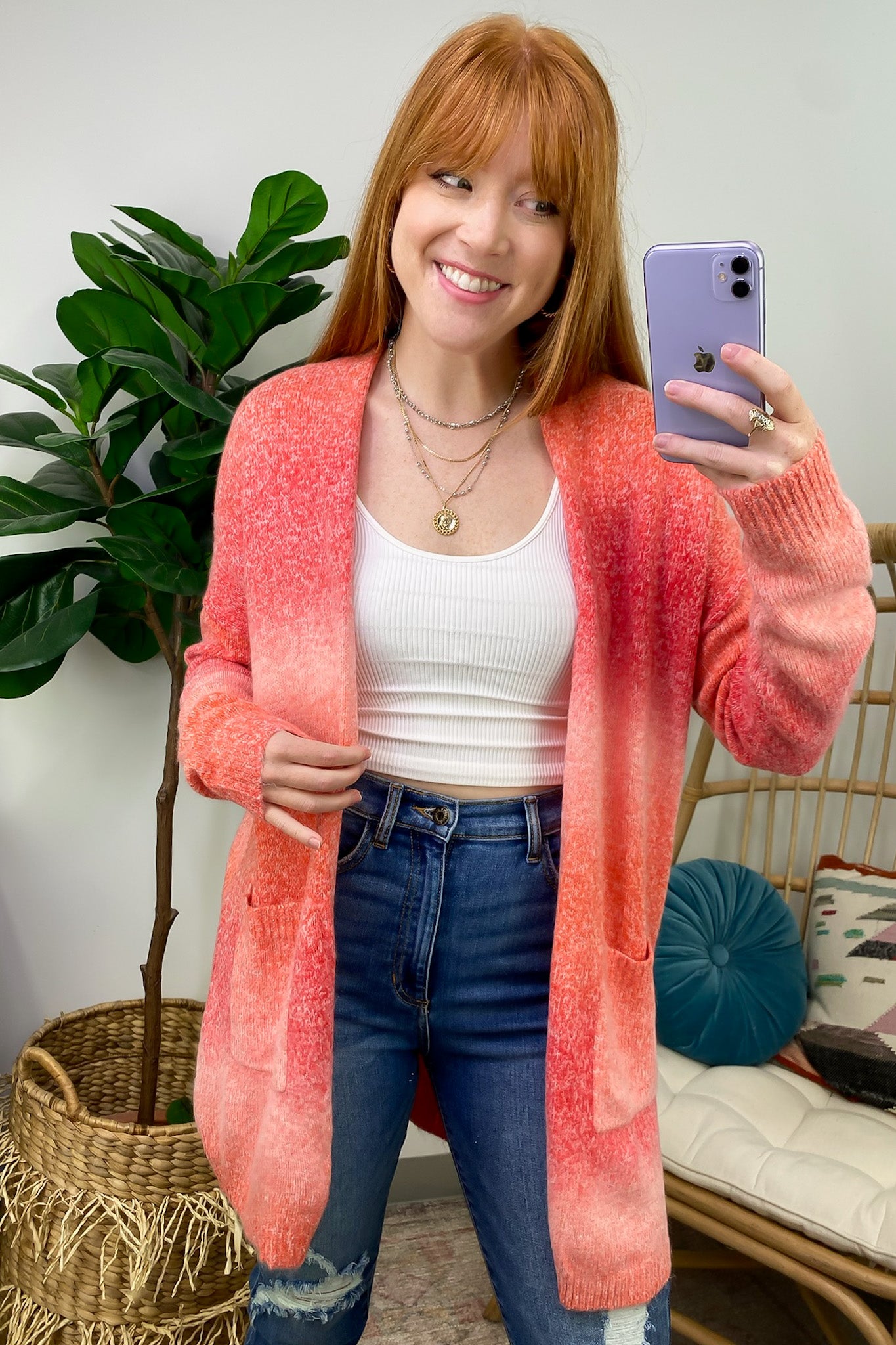 Snuggly Energy Ombre Longline Knit Cardigan - FINAL SALE