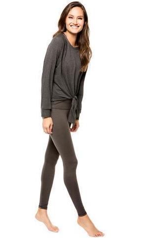 Strut This Sky Sweatshirt Tie Front Dark Gray