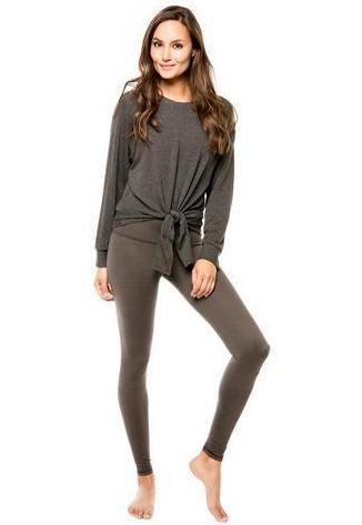 Strut This Sky Sweatshirt Tie Front Dark Gray