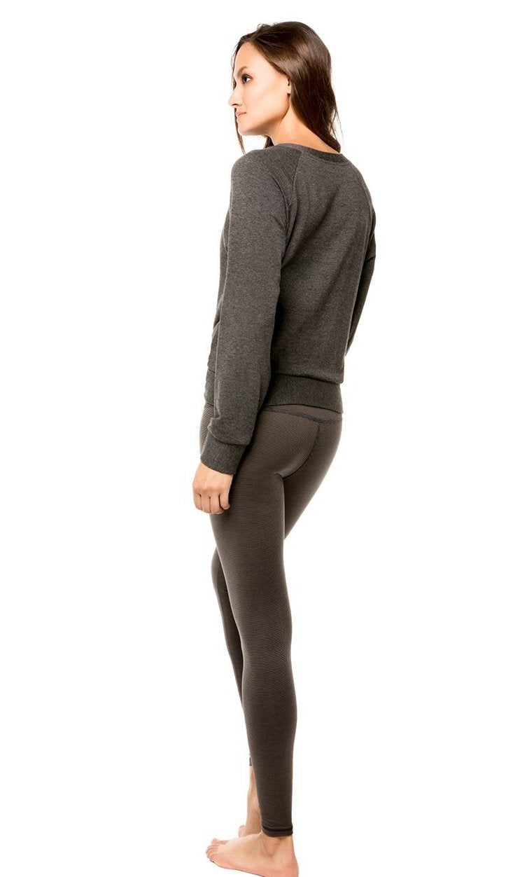 Strut This Sky Sweatshirt Tie Front Dark Gray