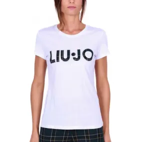 T-SHIRT GIROCOLLO CON LOGO, BIANCO