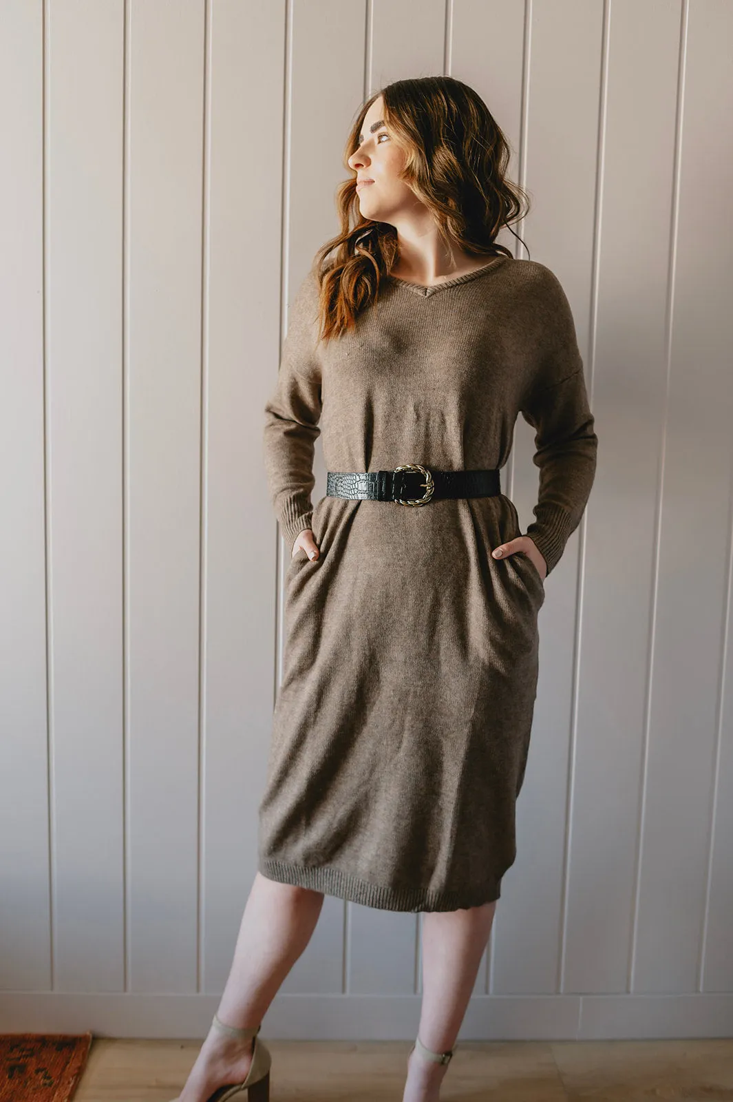 The Tahoe Sweater Dress - Taupe