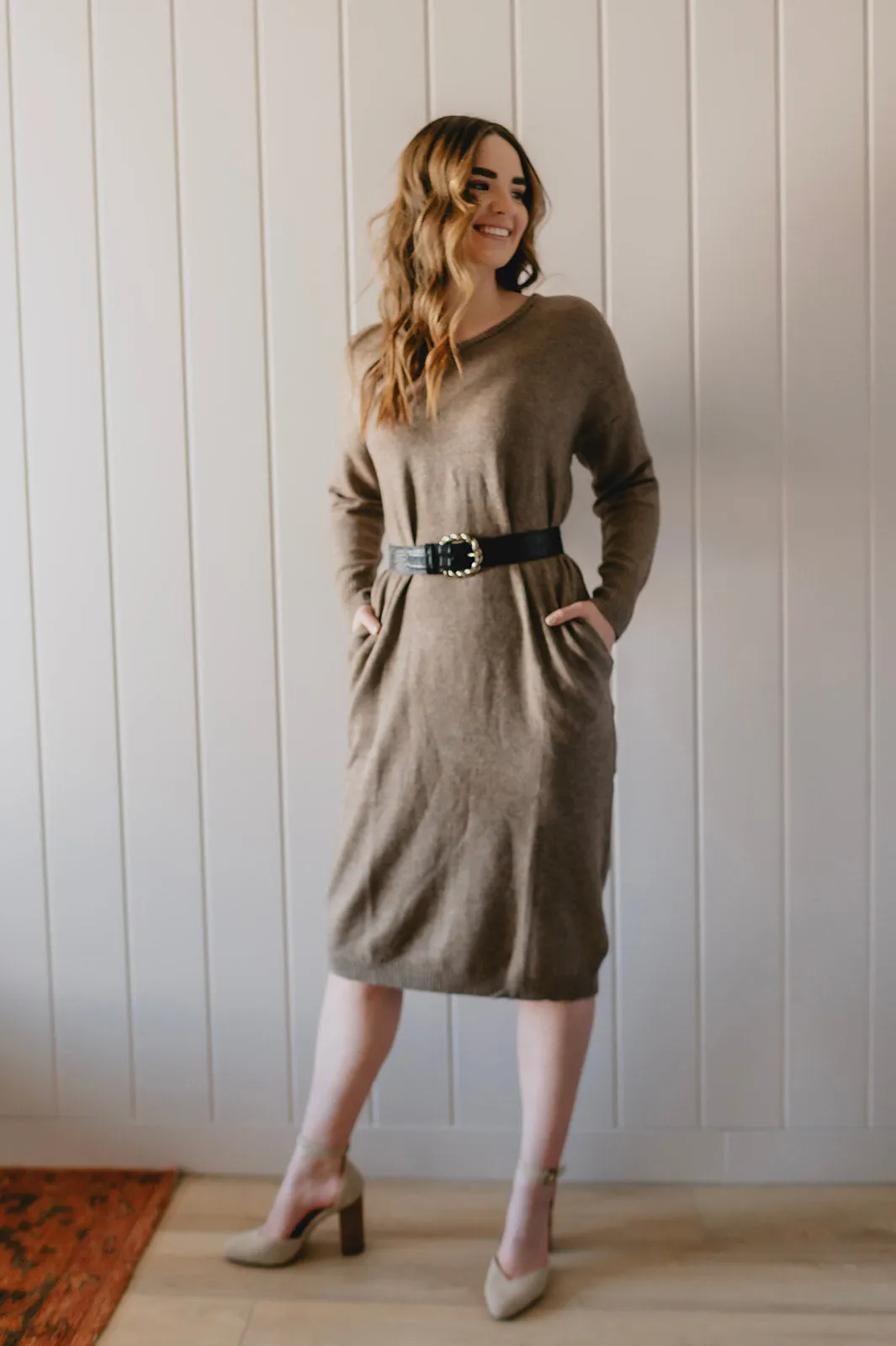 The Tahoe Sweater Dress - Taupe