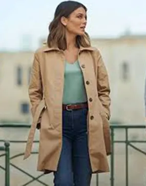 To Catch A Spy 2021 Nathalie Kelley Coat | Chloe Day Beige Coat