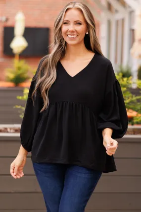 Too Sweet To Me Babydoll Top, Black