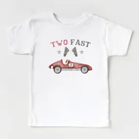 Two Fast | RED Vintage Racecar 2nd Birthday Shirt