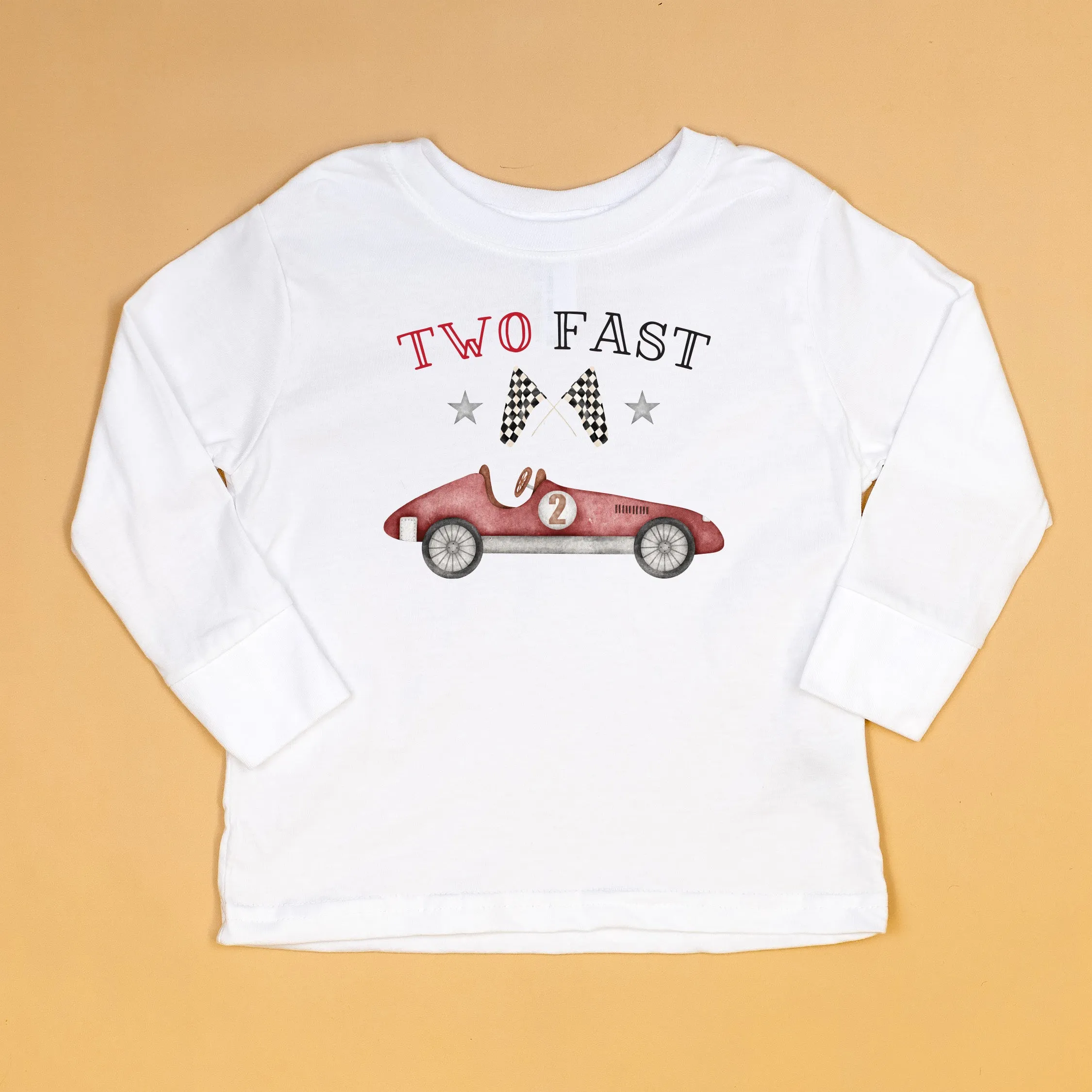 Two Fast | RED Vintage Racecar 2nd Birthday Shirt