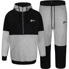 Uptheir Max Colour Block Hoody & Jogger Tracksuit Set - Black