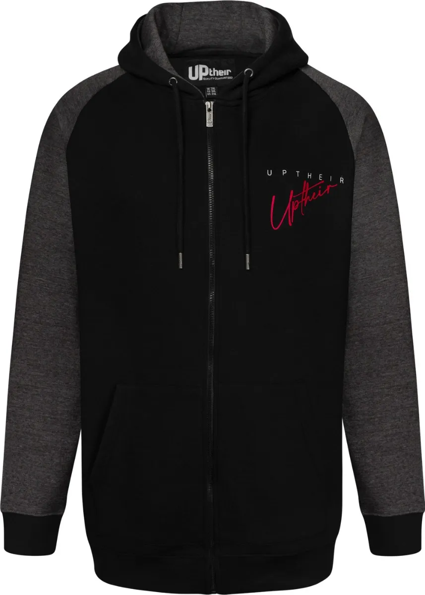 Uptheir To The Bone Zip Through Hoody & Jogger Tracksuit Set - Black