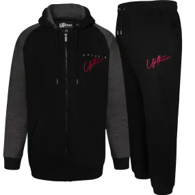 Uptheir To The Bone Zip Through Hoody & Jogger Tracksuit Set - Black