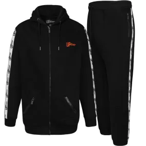 Uptheir Trace Taping Zip Hoody & Jogger Tracksuit Set - Black