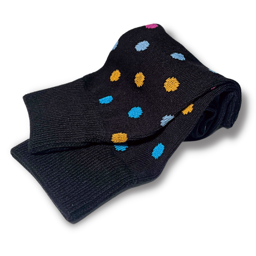 Vannucci Boys Polka Dot Black Socks _SS1221