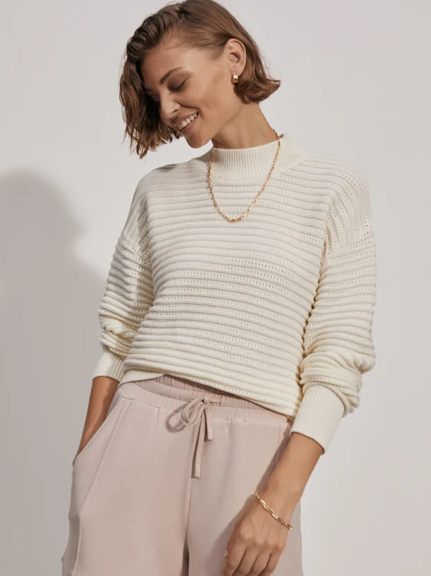 Varley Franco Knit Crew in Egret