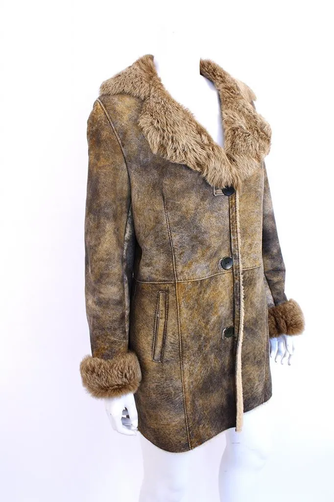 Vintage Shearling Sheepskin Fur Coat